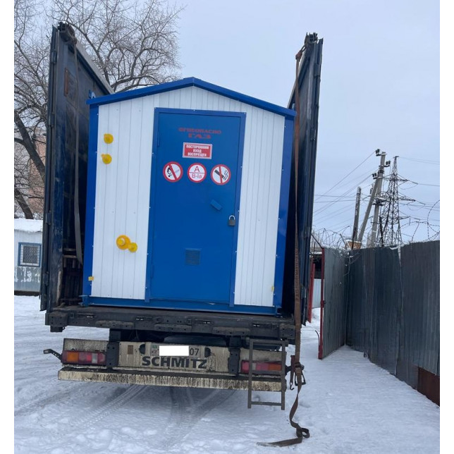 Пункт газорегуляторный блочный ПГБ-13-2НУ1-СГ с двумя линиями и узлом учета расхода газа на базе регулятора давления газа РДГ-50Н